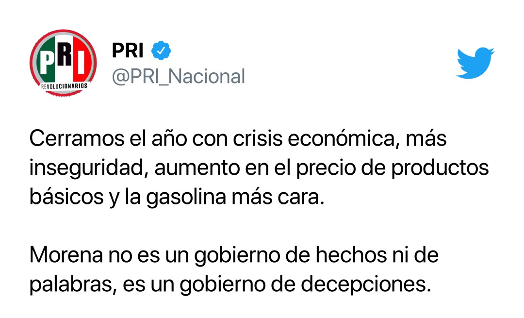 MORENA, UN GOBIERNO DE DECEPCIONES: PRI