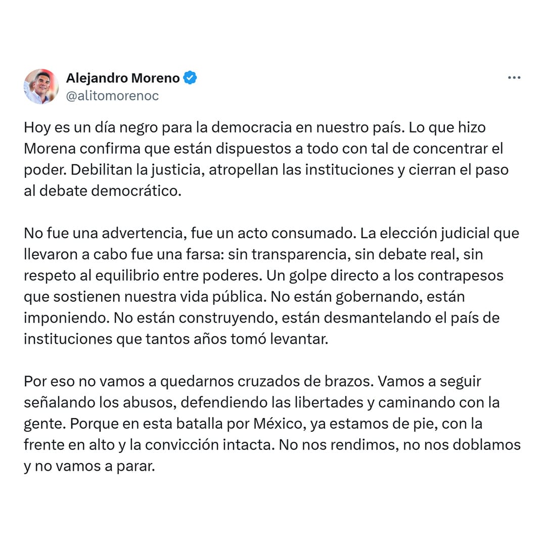 DÍA NEGRO PARA LA DEMOCRACIA: ALEJANDRO MORENO