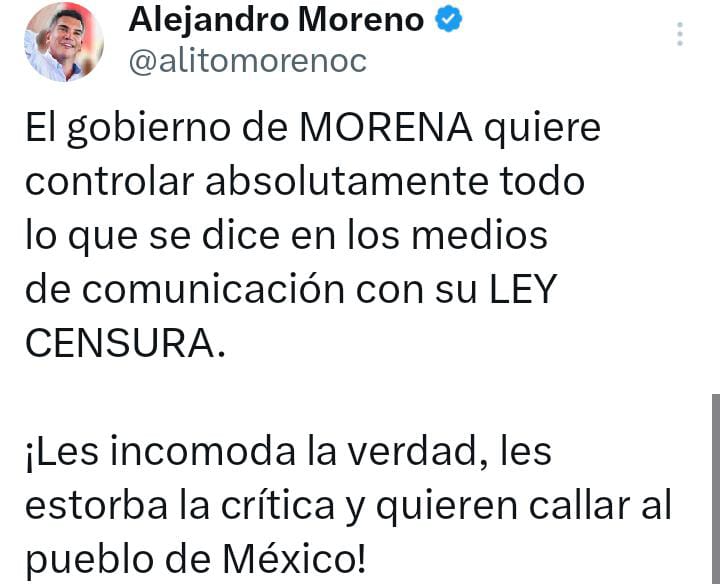 LEY CENSURA ES UN ATAQUE DIRECTO A LA LIBERTAD DE EXPRESIÓN: ALEJANDRO MORENO
