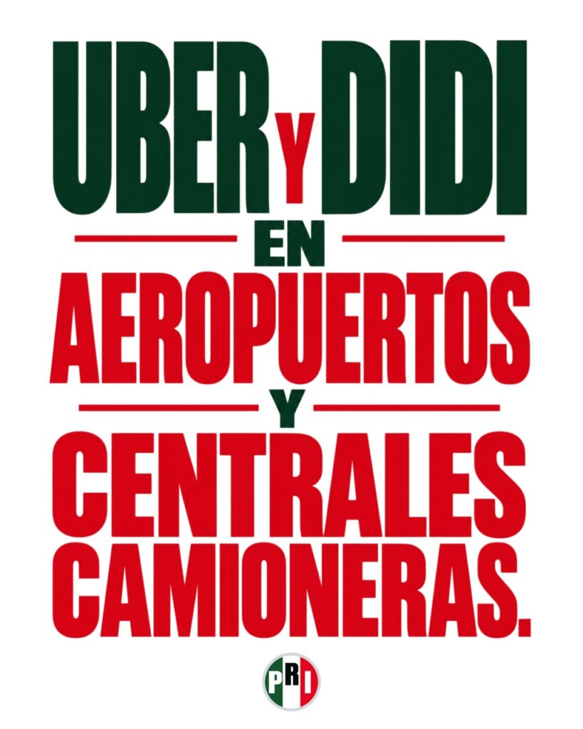 PRI PROPONE LIBRE ACCESO A TRANSPORTE POR APLICACIÓN EN AEROPUERTOS Y CENTRALES DE AUTOBUSES